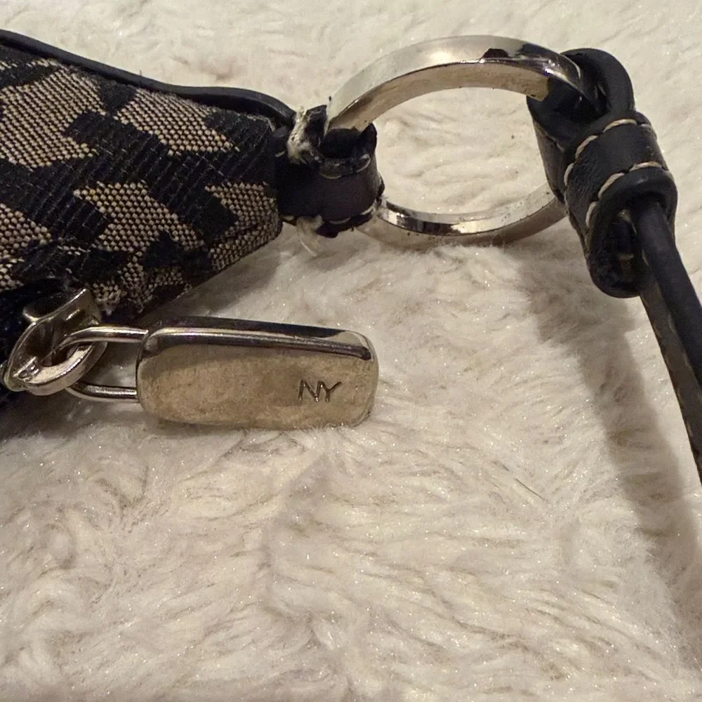New York & Company- Vintage Black and Gray Patterned Logo Shoulder Bag Y2K